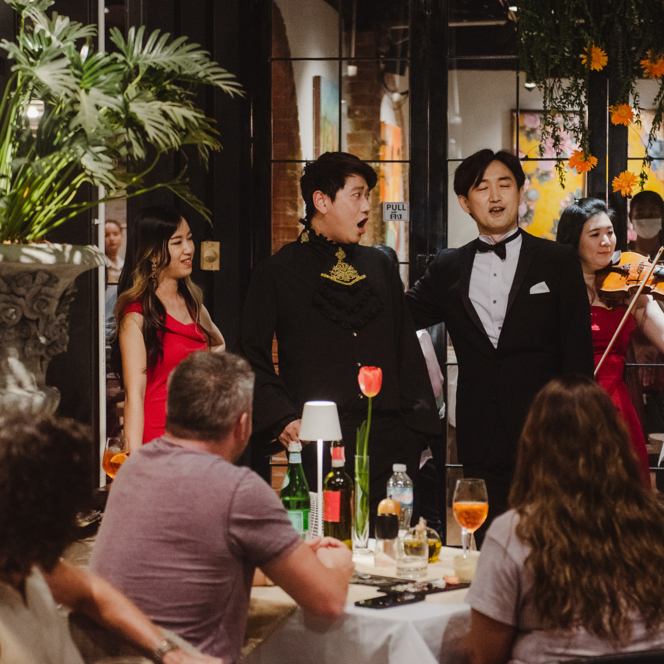 Live music quartet performing at the restaurant